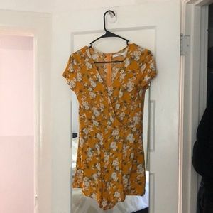 Yellow floral romper/playsuit. Size XS.